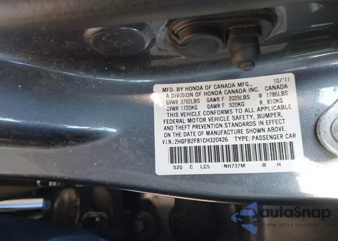 2012 Honda Civic Ex from USA, damaged, VIN 2HGFB2F81CH320426